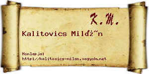 Kalitovics Milán névjegykártya